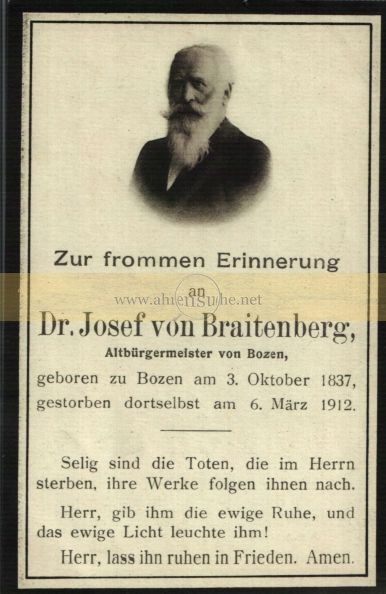 von Braitenberg Josef Dr. Altbürgermeister von Bozen 1837 Bozen, Südtirol.jpg